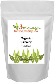 3_Teas Herbal Turmeric Loose-Leaf, Powder w/No Sugar or Chemicals Needed Caffeine-Free Herbal Tea (Pack of 1) 50g Pouch