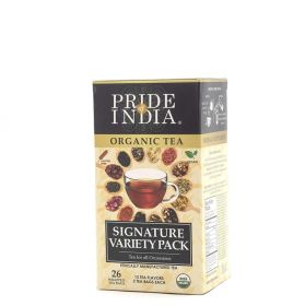 Pride Of India Natural Assorted Signature Variety w/Black,  Indian Chai, Herbal Chai, Herbal Tulsi, Herbal Mint Caffeinated Tea (Pack of 1) 26CT Bags