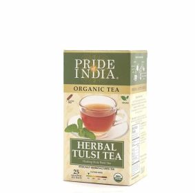 Pride Of India Herbal Natural Tulsi w/Cinnamon, Cardamom, Clove, Ginger, Black Pepper Caffeine-Free Tea (Pack of 1) 25CT Bags