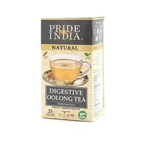 Pride Of India Natural Digestive Oolong GLUTEN Free, GMO Free, CHOLESTEROL Free Caffeinated Tea (Pack of 1) 25CT Bags