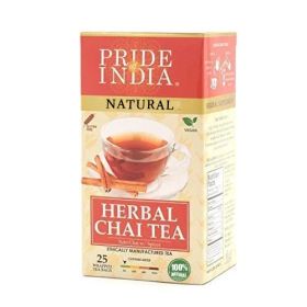 Pride Of India Natural Herbal Tulsi, Chai w/Cinnamon, Cardamom, Clove, Ginger, Black Pepper Caffeine-Free Tea (Pack of 1) 25CT Bags