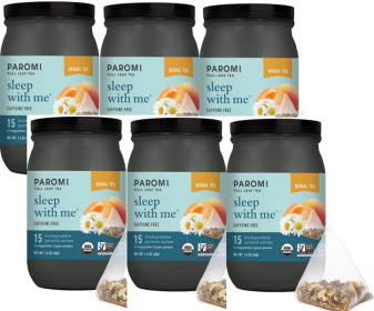 Paromi Organic Herbal Signature "Sleep with Me" w/Wind Me Down Herbal w/Chamomile, Linden Leaf & Lemon Balm Caffeine-Free (Case of 6) 90 Tea Bags