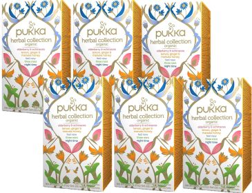 Pukka Organic Herbal Collection, Five Herbal Blends Caffeine-Free Tea (Pack of 1) 20 Tea Total Bags