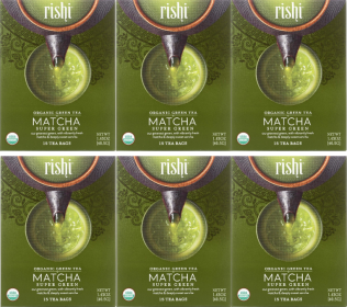 Rishi Organic Herbal Matcha Super Blend w/Sencha Kosher & Umami Antioxidants Caffeinated Green Tea (Case of 6) 90 Tea Bags