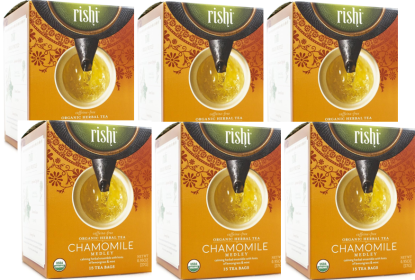 Rishi Organic Herbal Whole Leaf Chamomile Medley w/Lemon Verbena, Lemongrass & Spearmint Caffeine-Free Tea (Case of 6) 90 Tea Bags