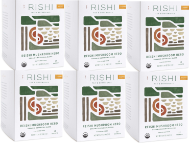 Rishi Organic Herbal Reishi Mushroom, Hero w/Chicory, Dandelion, Astragalus, Licorice & Maitake Mushroom Caffeine-Free Tea (Case of 6) 90 Tea Bags