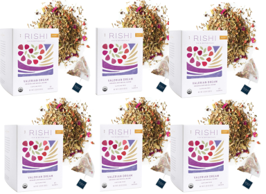 Rishi Herbal Valerian Dream Calming Botanical Blend w/Valerian Root Caffeine-Free Tea (Case of 6) 90 Tea Bags