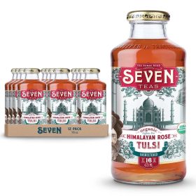 Seven Teas  Organic  Herbal Himalayan Rose Tulsi Sugar Free Bottled Iced Teas (Pack of 12 Bottles)16 OZ