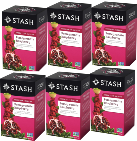 Stash Herbal Pomegranate Raspberry & Matcha No Artificial Ingredients Herbal Hibiscus Caffeinated Green Tea (Case of 6)108 Tea Bag Totals