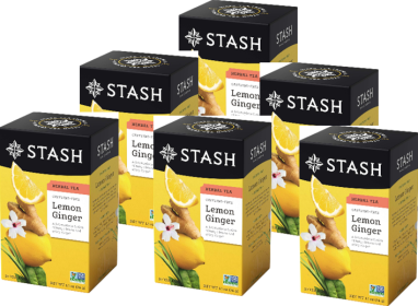 Stash Herbal Lemon Ginger Blend w/Lemongrass, Safflower, Hibiscus, Citric Acid, Soy Lecithin Caffeine-Free Tea (Case of 6) 120 Tea Bag Totals