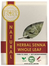 Pride Of India Herbal 100% Natural Senna Leaf Whole (100gm) Caffeinated Tea (Pack of 1) 3.53oz Package