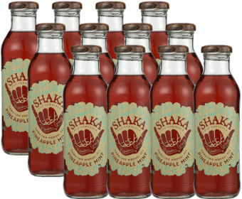 Shaka Hawai'i Tea Islands Vibes Herbal Mango Hibiscus Naturally Sweetened with Monk Fruit No Sugar Added Caffeine-Free Tea (Case of 12)14oz Bottles