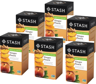 Stash Herbal Ginger No Artificial Ingredients w/Blend of Matcha Green Tea Juicy Peach Green Tea Caffeinated Tea (Case of 6)108 Tea Bag Totals