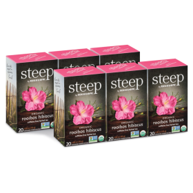 Steep By Bigelow Organic Herbal Rooibos, Hibiscus, Rose Hips, Natural Orange Flavor Caffeinated Tea (Case Of 6) 120 Tea Bags