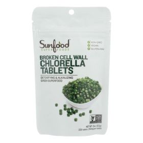 Sunfood Superfoods Organic Broken Cell Wall Chlorella Tablets Detoxifying & Alkalizing Green Superfood Coffee Substitute (Pack of 1) 2oz Bag