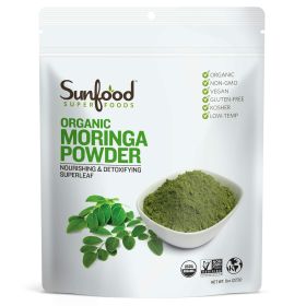 Sunfood Superfoods Organic Moringa Powder Nourishing * Detoxifying Nutrient-Rich Super Leaf Coffee Substitute (Pack of 1) 8oz Bag