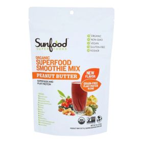 Sunfood Superfoods Organic Superfood Smoothie Mix Peanut Butter Superfood & Plant Protein Coffee Substitute (Pack of 1) 8oz Bag