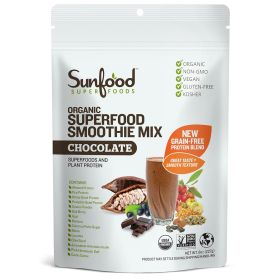 Sunfood Superfood Organic Chocolate Superfood Smoothie Mix Nutrient-Rich Superfood Blend Coffee Substitute (Pack of 1) 8oz Bag