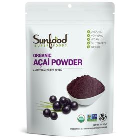 Sunfood Superfood Organic Acai Powder Amazonian Super Berry Coffee Substitute (Pack of 1) 8oz Bag