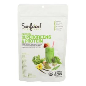 Sunfood Superfoods Organic Superfood Supergreens Protein w/Blend Vanilla Rice & I9 Green Superfood Coffee Substitute (Pack of 1) 8oz Bag