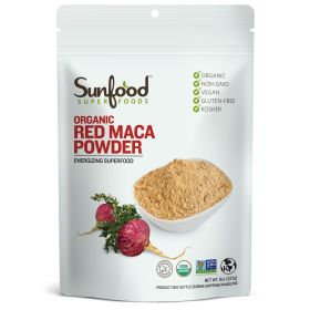 Sunfood Superfoods Organic Herbal Red Maca Powder Energizing Superfood Decaffeinated Coffee Substitute (Pack of 1) 8oz Bag