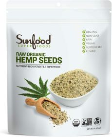 Sunfood Superfoods Raw Organic Hemp Seeds Shelled Nutrient Versatile Coffee Substitute (Pack of 1)16oz Bag