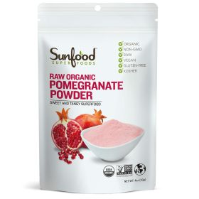 Sunfood  Superfoods Raw Organic Pomegranate Powder Sweet & Fruity Superfruit Coffee Substitute (Pack of 1) 4oz Bag