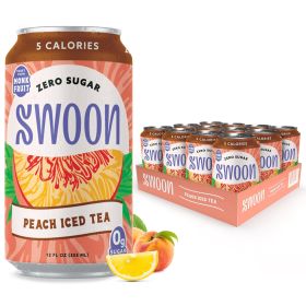 Swoon Organic Peach Iced Tea Keto Made w/Black Tea and Peach Juice Concentrate Caffeinated Tea  (Case of 12)12oz Cans