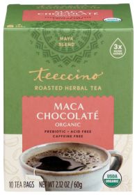 Teeccino Maya Organic Herbal Blend Chicory, Maca, Chocolate All Purpose Dark Roast Grind Acid-Free Caffeine-Free Tea (Pack of 1)11oz Bag