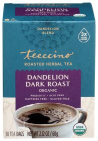 Teeccino Organic Herbal Roasted Dandelion Blend Dark Roast Acid-Free Unsweetened Caffeine-Free Tea (Pack of 1)10 Tea Bag