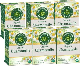 Traditional Medicinals Organic Herbal Chamomile Supports Healthy Digestion Supplement Caffeine-Free Tea (Case of 6) 96 Tea Bags