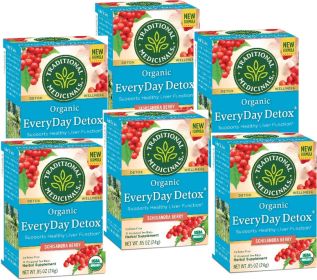 Traditional Medicinals Organic Herbal EveryDay Detox Schisandra Berry Supports Healthy Liver Function Detox Caffeine-Free Tea (Case o 6) 96Tea  Bags