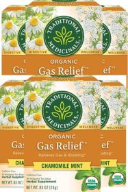 Traditional Medicinals Organic Herbal Gas Relief w/Chamomile Mint Flavored Relieves Gas & Bloating Caffeine-Free Tea (Case of 6) 96Tea Bags