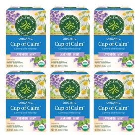 Traditional Medicinals Organic Cup of Calm Lavender Mint Relaxation Caffeine-Free Tea (Case Of 6) 96 Tea Bags