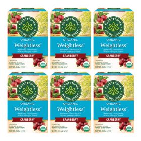 Traditional Medicinals Organic Herbal Fennel Weightless Cranberry Chicory-Root Supplement Caffeine-Free Tea (Case of 6) 96 Tea Bags