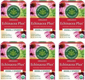 Traditional Medicinals Organic Herbal Echinacea Plus w/Lemongrass Leaf Blend Caffeine-Free Tea (Case of 6) 96 Tea Bags