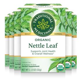 Traditional Medicinals Organic Herbal Nettle Leaf Mild Gastrointestinal Upset Supplement Caffeine-Free Tea (Case of 6) 96 Tea Bags