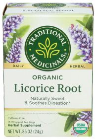 Traditional Medicinals Organic Herbal Licorice Root w/Natural Sweet & Soothes Digestion Supplement Caffeine-Free Tea (Pack of 1)16 Tea Bags