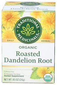 Traditional Medicinals Organic Herbal Roasted Dandelion Root Supplement Kosher Caffeine-Free Tea (Pack of 1) 16 Tea Bags