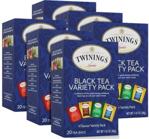 Twinings Black Tea Variety Pack - Earl Grey Tea, English Breakfast Tea, Irish Breakfast Tea, and Lady Grey Tea Bags (Pack of 6) 20 Bags