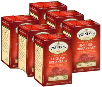 Twinings Organic Herbal 100% Pure Black English Breakfast w/Hand-Selected Leaves Flavourful Robust Caffeinated Black Tea (Case of 6) 120 Tea Bags