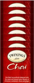 Twining's of London Organic Herbal Chai Sweet Savoury Spices w/Cinnamon Ginger Cardamon & Clove Caffeinated Black Tea (Case Of 6) 20 Bags