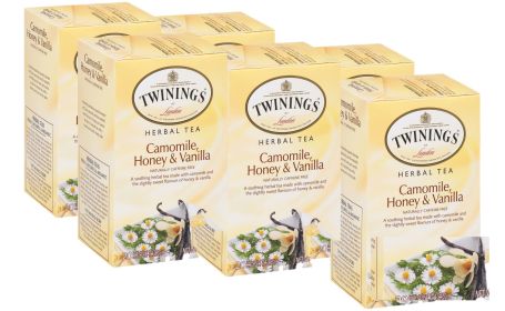 Twining's Organic Herbal Individually Wrapped Honey & Vanilla Naturally Chamomile Caffeine-Free Tea (Case Of 6) 20 Tea Bags