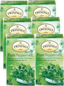 Twining's of London Herbal Pure Peppermint w/Refreshing Mint Flavor Caffeine-Free Tea (Case of 6) 20 Tea Bags