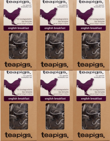 Teapigs English Breakfast Black Tea Assam Ceylon & Rwandan Blend Biodegradable Tea Bags (Case of 6) 90 Bags