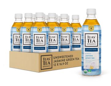 Teas' Tea Organic Jasmine Green w/Delicate Jasmine Blossoms Ascorbic Acid (Vitamin C) Unsweetened 0 Calories Tea (Case of 12)16.9oz Bottles