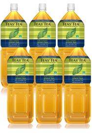 Teas' Tea Organic Unsweetened Pure Green Tea w/Loose Leaf & Matcha Pure & Smooth Taste Sugar Free, 0 Calories, Tea (Pack of 6) 67.6oz Bottles