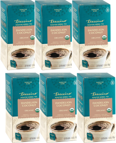 Teeccino Organic Herbal Roasted Chicory Dandelion Coconut w/Prebiotics 100% Caffeine-Free Tea (Case of 6) 150 Tea Bags