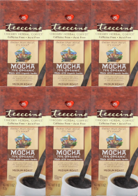 Teeccino Mediterranean Organic Herbal Mocha  Chicory & Barley Almonds Dates & Figs Medium Roast Acid-Free Caffeine-Free Coffee (Case of 6) 11oz Bags