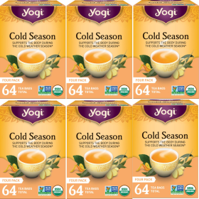 Yogi Tea Herbal Cold Season Respiratory Peppermint w/Licorice, Eucalypt, Ayurveda Caffeinated Tea (Case of 6) 16 Tea Bags